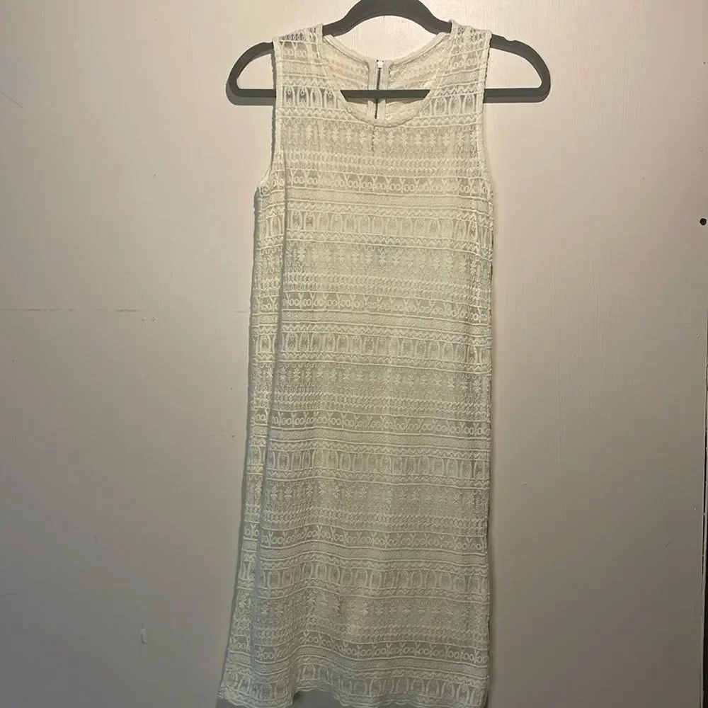 MNG Casual by Mango- “Brenda” Cream Crochet Embroidered & Lace Dress- Size XS